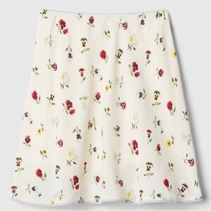 NWT Gap x Doen Girls' Cream Floral A-Line Skirt with Multicolor Print